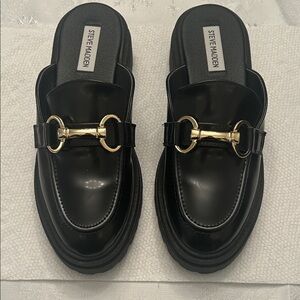 Steve Madden Black and Gold Mary Jane Mules for Women